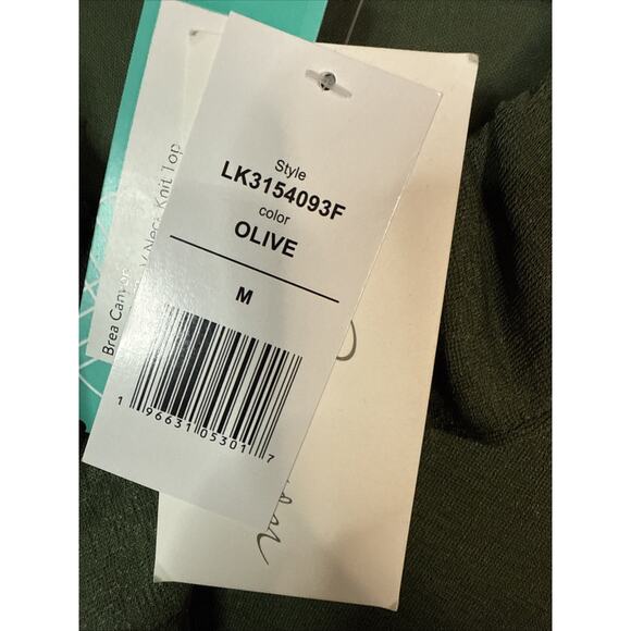 Brea Canyon Letiticia Ruffle V Neck Knit Top, Olive, Medium - Picture 4 of 5